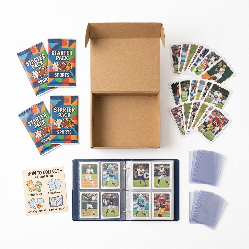 First Pitch contents: four packs, assorted singles, mini binder, sleeves, top loaders and How to Collect guide