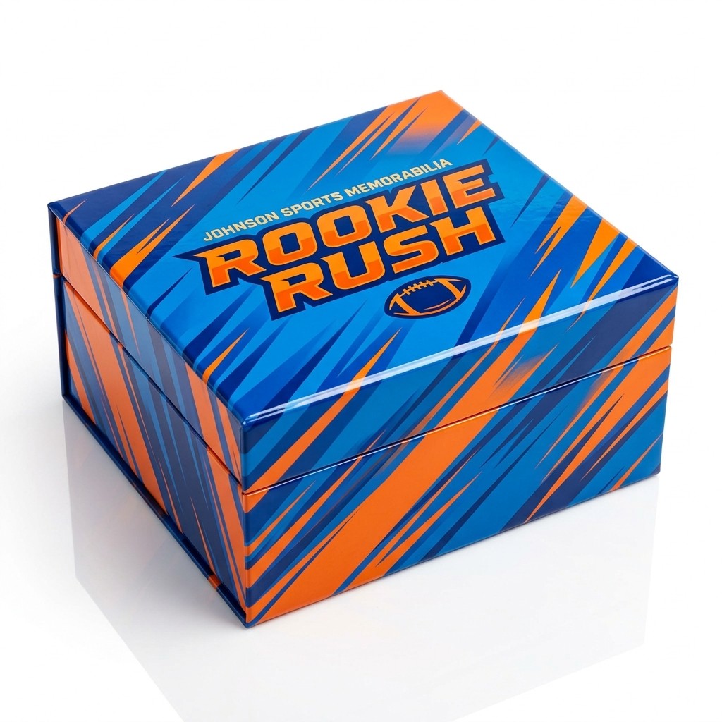 Johnson Rookie Rush Collector Box with blue and orange speed-stripe design